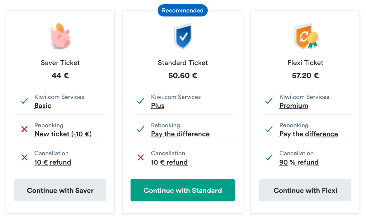 Kiwi.com introduces Virtual Fare Types on its booking page